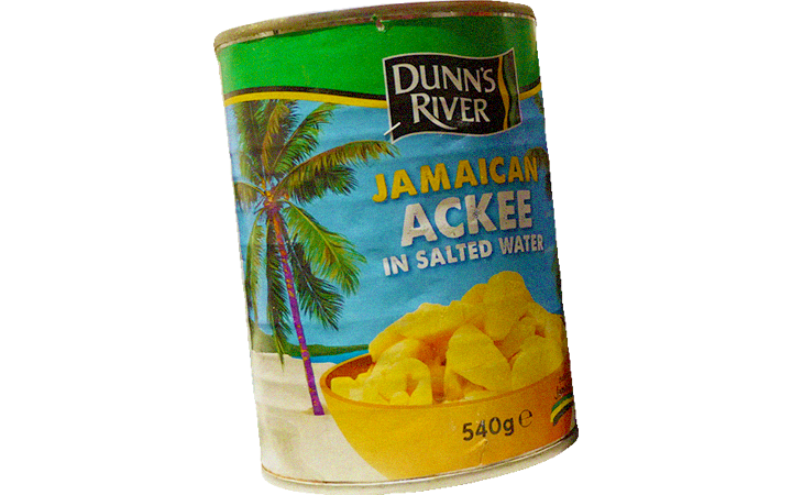 A can of Dunn's River brand Jamaican Ackee in salted water